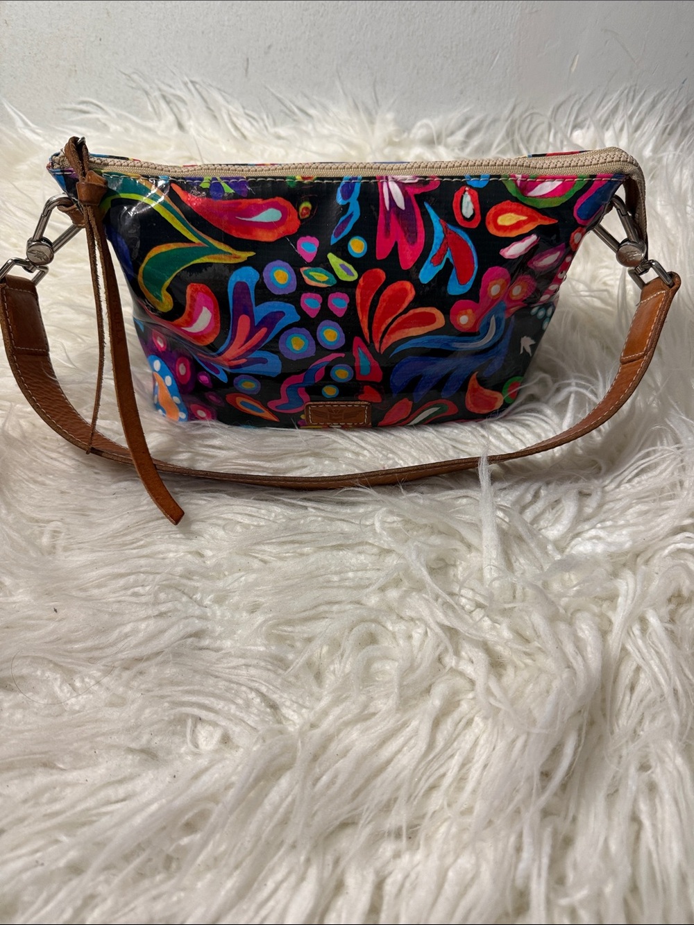 Consuela Sophie Pouch Floral Pattern Shoulder Bag in Black and Tan small - Picture 4 of 13